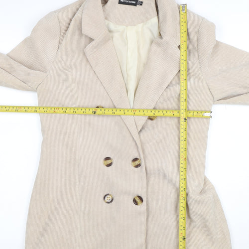 PrettyLittleThing Women Beige Corduroy Double-Breasted Blazer UK 10