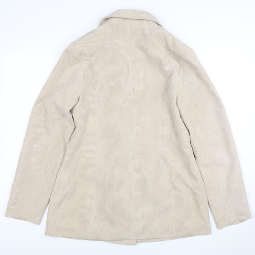PrettyLittleThing Women Beige Corduroy Double-Breasted Blazer UK 10