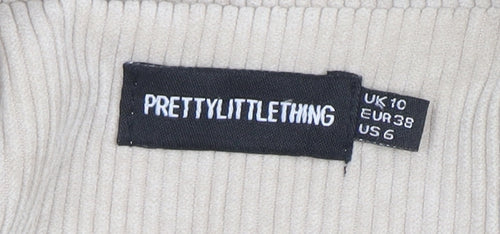 PrettyLittleThing Women Beige Corduroy Double-Breasted Blazer UK 10