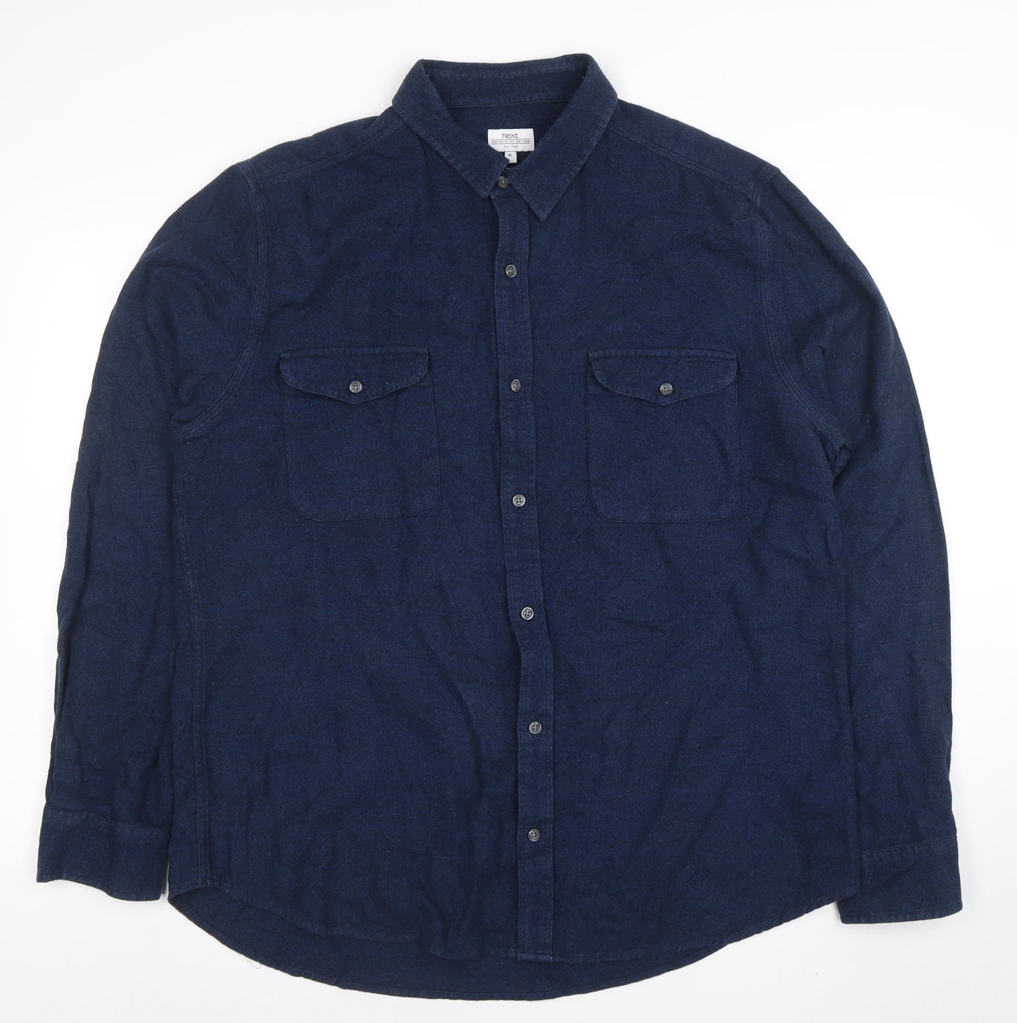 Next Men's Navy Blue Long Sleeve Button-Up Casual Shirt Size L