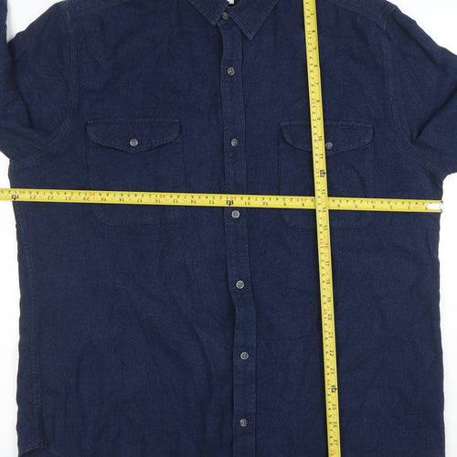 Next Men's Navy Blue Long Sleeve Button-Up Casual Shirt Size L