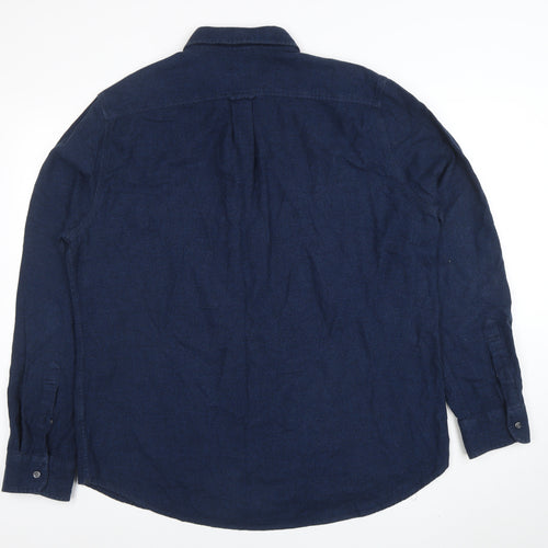Next Men's Navy Blue Long Sleeve Button-Up Casual Shirt Size L