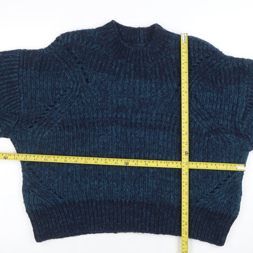 AND/OR Womens Blue Chunky-Knit Wool Blend Jumper Size 8