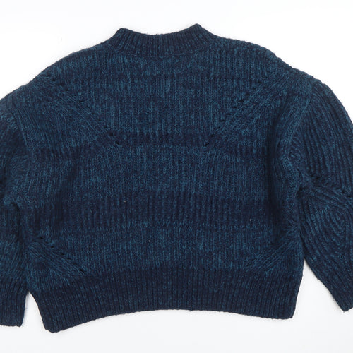 AND/OR Womens Blue Chunky-Knit Wool Blend Jumper Size 8