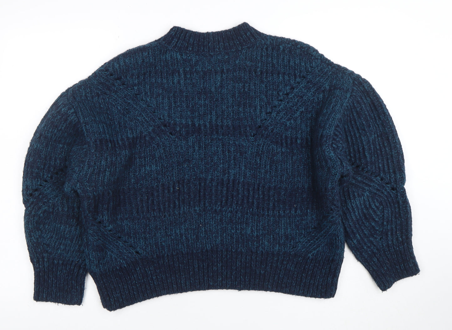AND/OR Womens Blue Chunky-Knit Wool Blend Jumper Size 8