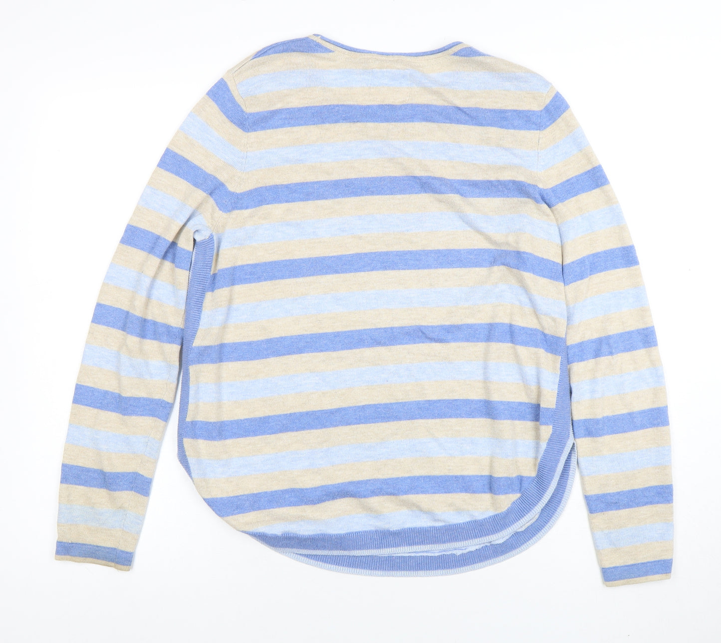 Mistral Women’s Blue Stripe Linen Cotton Jumper Size 14 Crew Neck