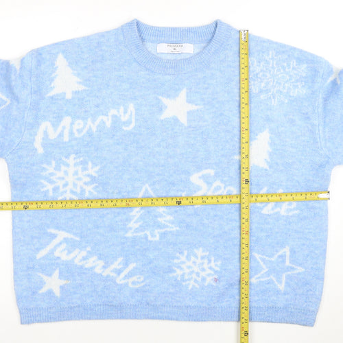Primark Womens Blue Christmas Crew Neck Pullover Jumper Size XL