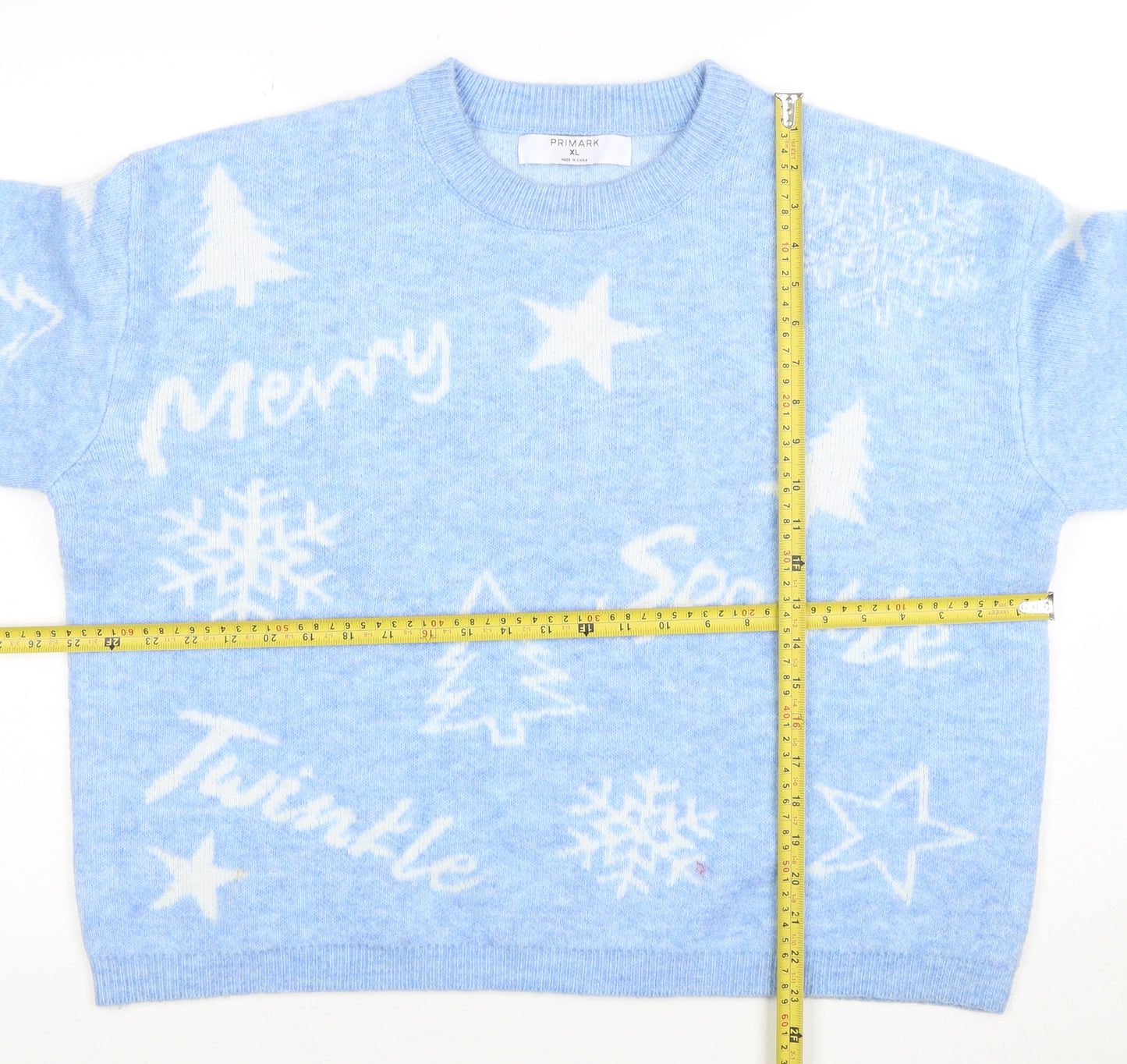 Primark Womens Blue Christmas Crew Neck Pullover Jumper Size XL