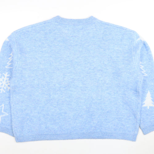 Primark Womens Blue Christmas Crew Neck Pullover Jumper Size XL
