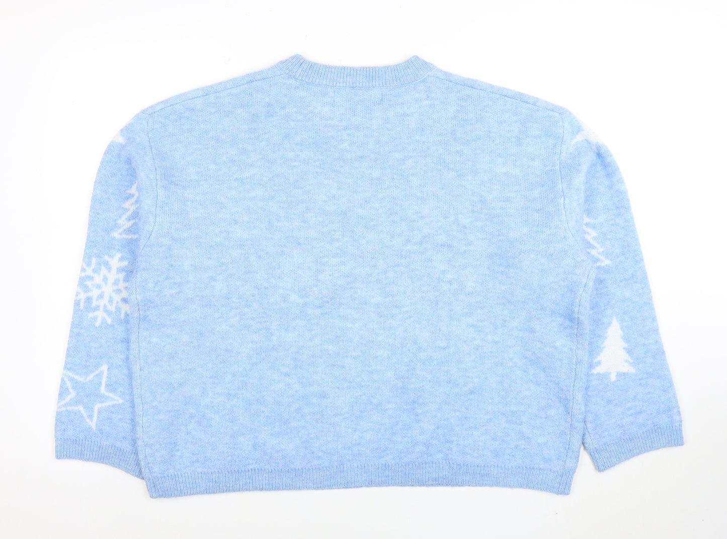 Primark Womens Blue Christmas Crew Neck Pullover Jumper Size XL