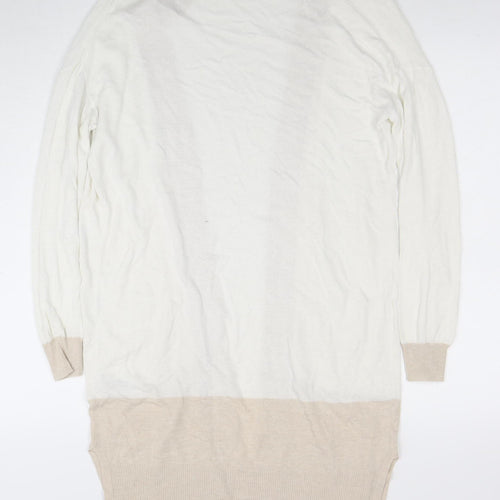 Nutmeg Womens Beige Viscose Linen Long Sleeve Open Cardigan Size 10