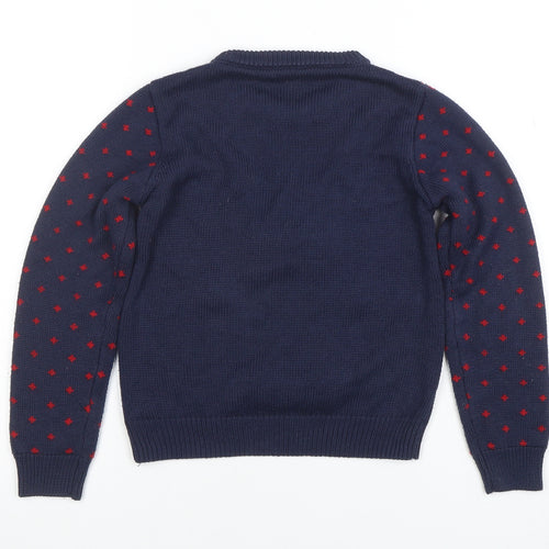 Nutmeg Boys Navy Penguin Christmas Jumper 7-8 Years Acrylic Knit Long Sleeve