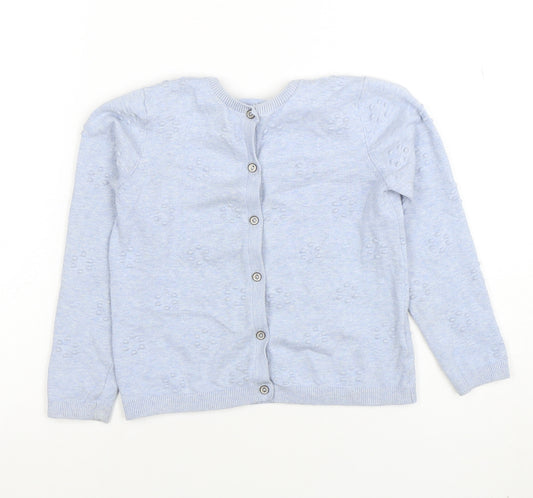 Next Girls Light Blue Cotton Blend Button Cardigan 4-5 Years