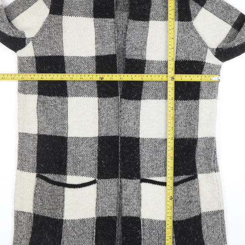 Atmosphere Women Black Check Longline Cardigan Size 10/12