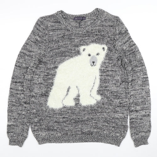 Marks and Spencer Women’s Black Mix Polar Bear Jumper Size 12 Knit Pullover