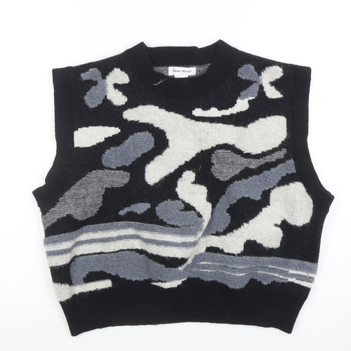 Urban Revivo Women’s Black Abstract Knit Sleeveless Vest Jumper Size 8