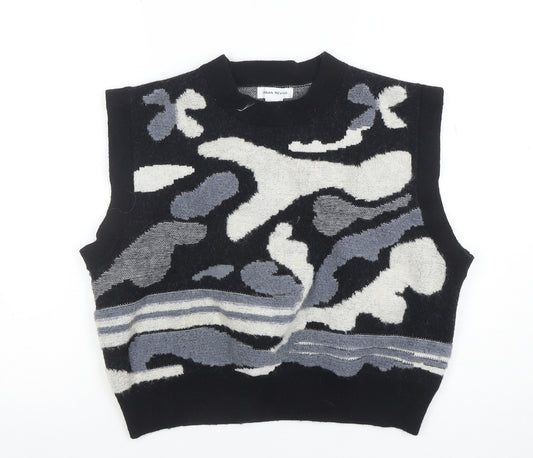 Urban Revivo Women’s Black Abstract Knit Sleeveless Vest Jumper Size 8