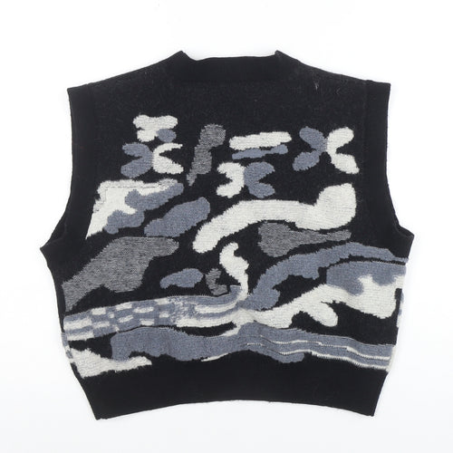 Urban Revivo Women’s Black Abstract Knit Sleeveless Vest Jumper Size 8