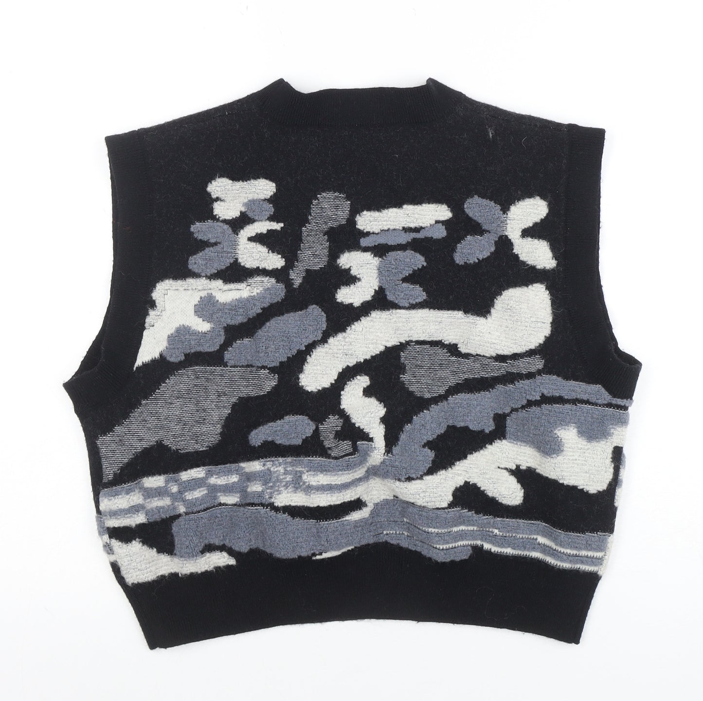 Urban Revivo Women’s Black Abstract Knit Sleeveless Vest Jumper Size 8