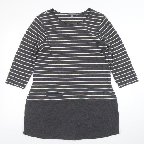 Laura Ashley Women’s Grey Striped Knit Shift Dress Size 12