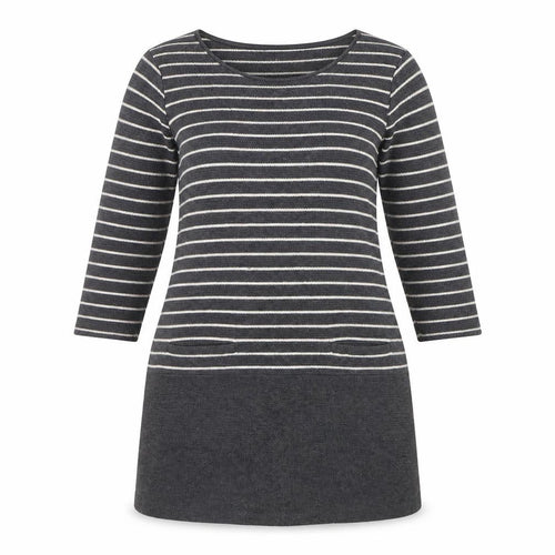 Laura Ashley Women’s Grey Striped Knit Shift Dress Size 12