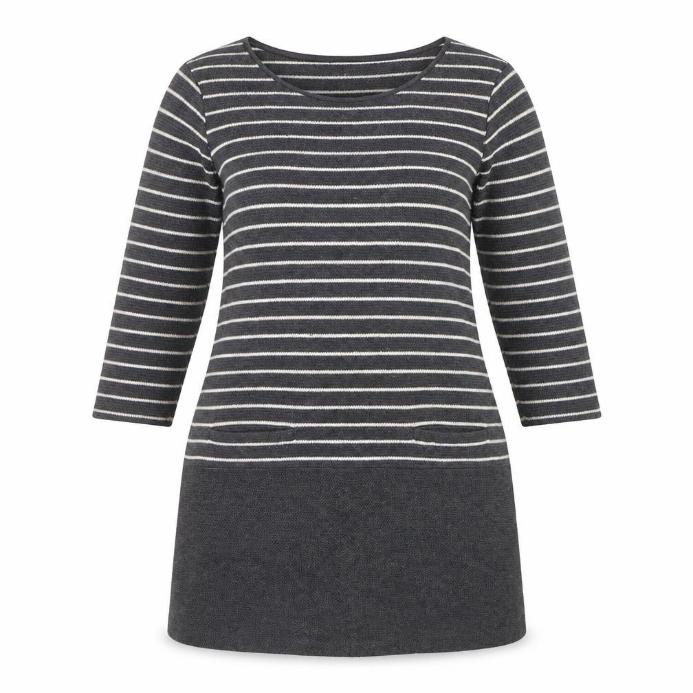 Laura Ashley Women’s Grey Striped Knit Shift Dress Size 12