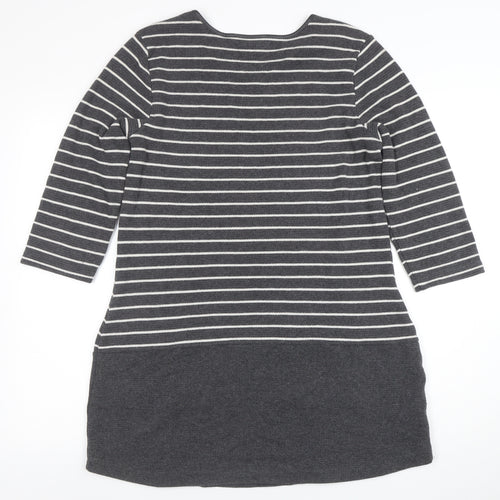 Laura Ashley Women’s Grey Striped Knit Shift Dress Size 12