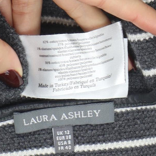 Laura Ashley Women’s Grey Striped Knit Shift Dress Size 12