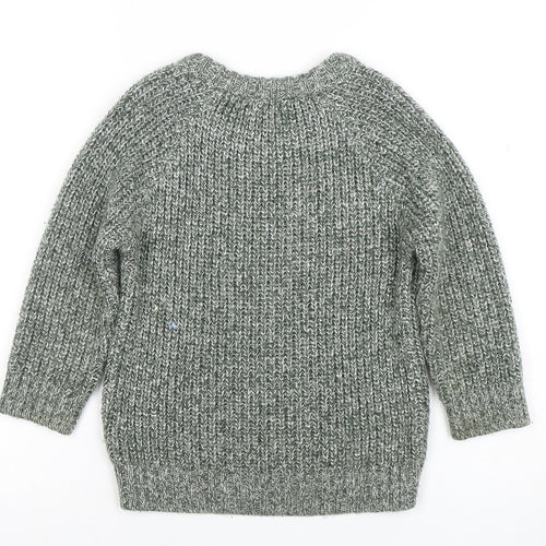 Marks and Spencer Boys Green Chunky Knit Acrylic Pullover Jumper 3-4 Years