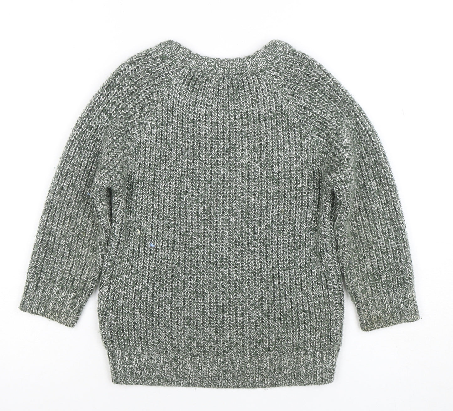 Marks and Spencer Boys Green Chunky Knit Acrylic Pullover Jumper 3-4 Years
