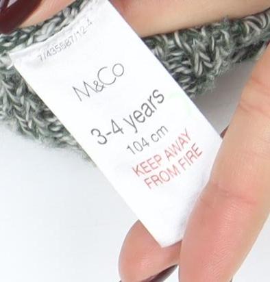 Marks and Spencer Boys Green Chunky Knit Acrylic Pullover Jumper 3-4 Years