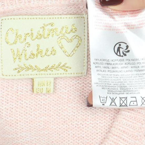 Christmas Wishes Women's Pink Penguin Knit Jumper Size M