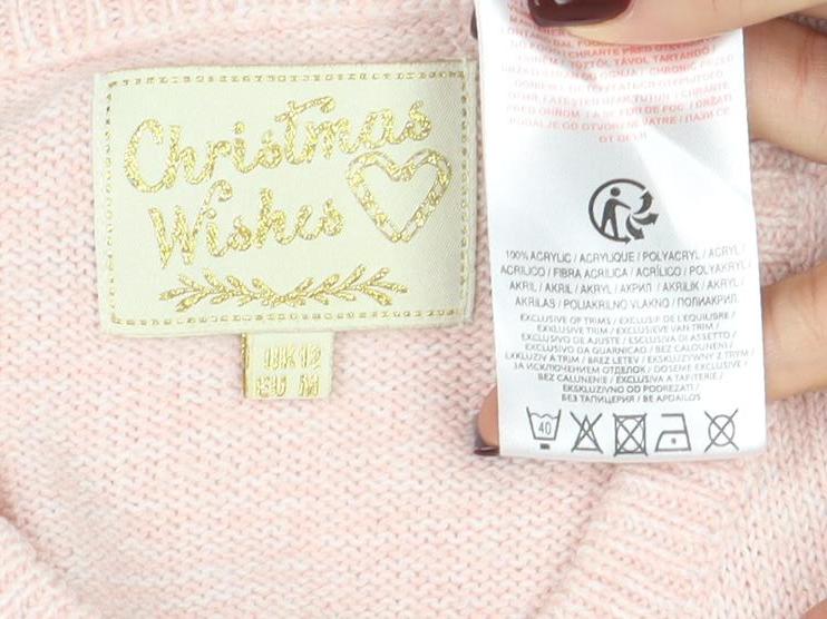 Christmas Wishes Women's Pink Penguin Knit Jumper Size M