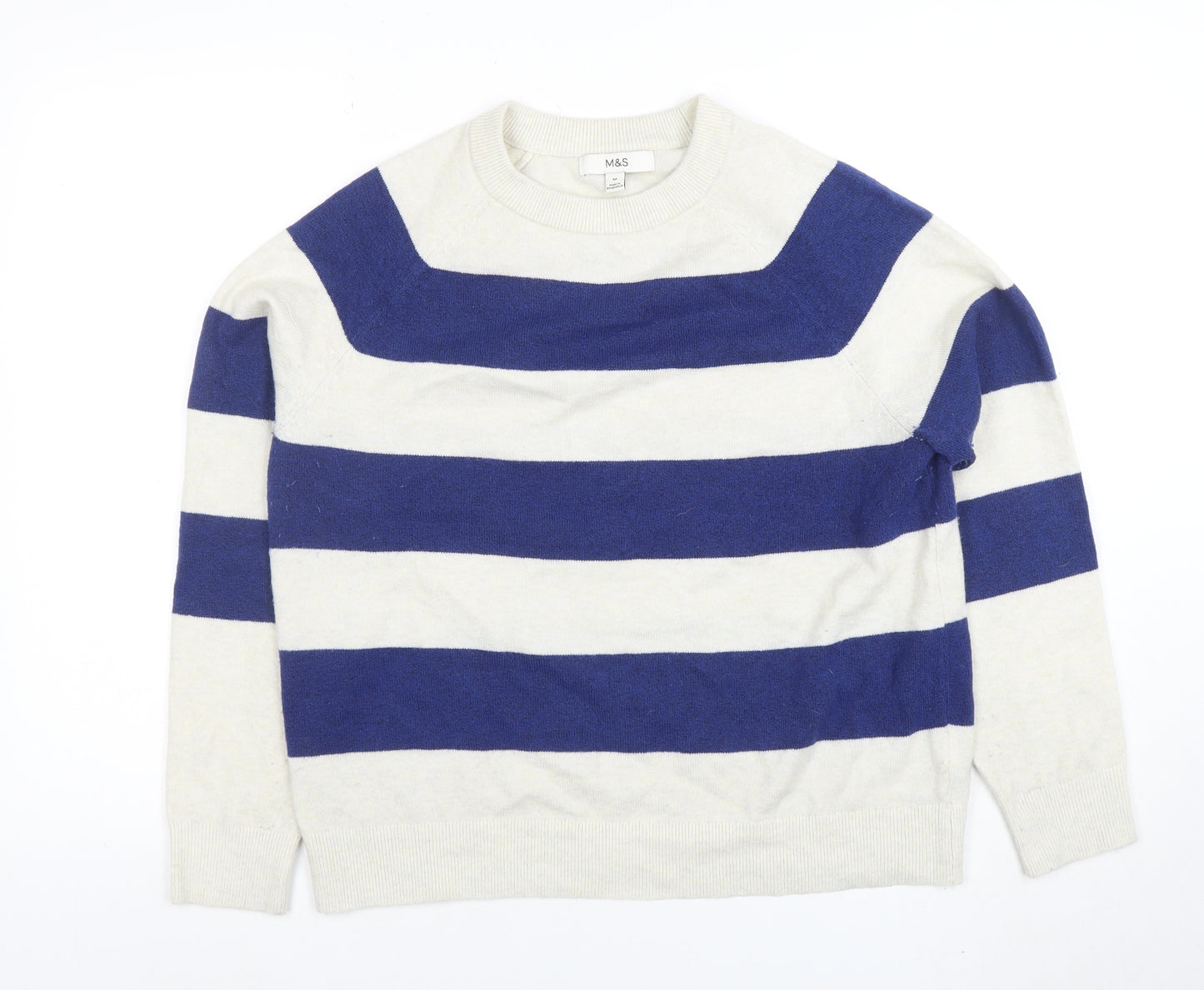 Marks and Spencer Women’s Blue White Striped Wool Jumper Size M