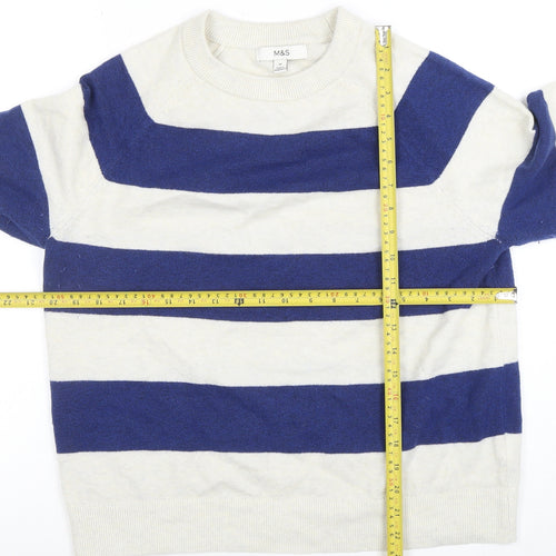 Marks and Spencer Women’s Blue White Striped Wool Jumper Size M