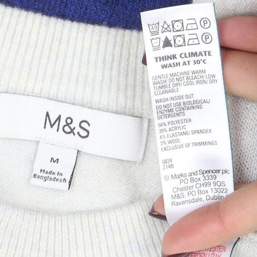 Marks and Spencer Women’s Blue White Striped Wool Jumper Size M