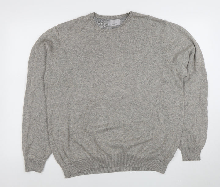Marks and Spencer Mens Grey Cotton Crew Neck Jumper XXL Regular Fit