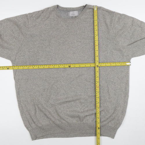 Marks and Spencer Mens Grey Cotton Crew Neck Jumper XXL Regular Fit