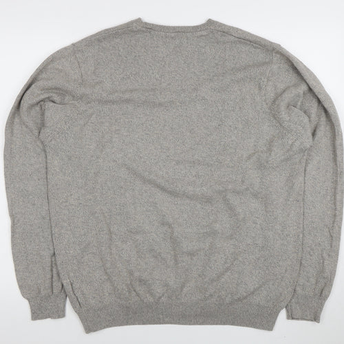 Marks and Spencer Mens Grey Cotton Crew Neck Jumper XXL Regular Fit