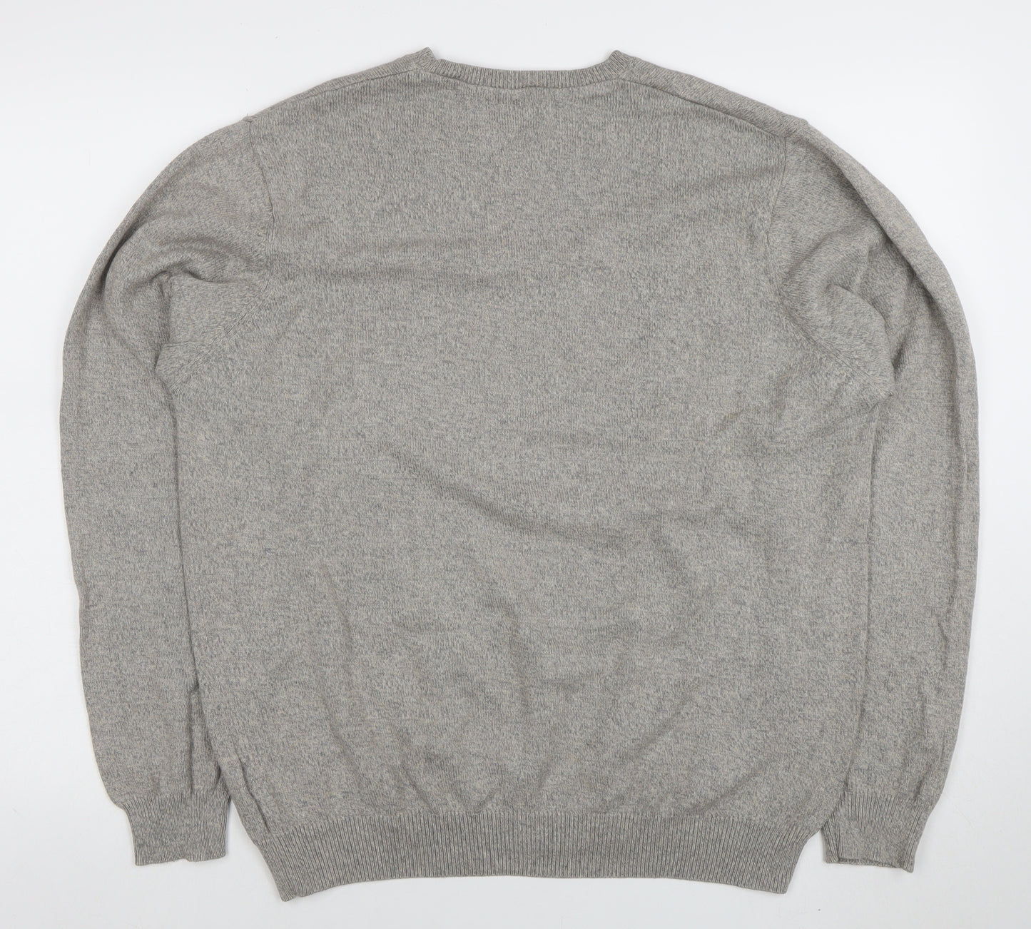 Marks and Spencer Mens Grey Cotton Crew Neck Jumper XXL Regular Fit