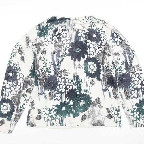 Dunnes Womens Green Floral V-Neck Button Cardigan Size 14