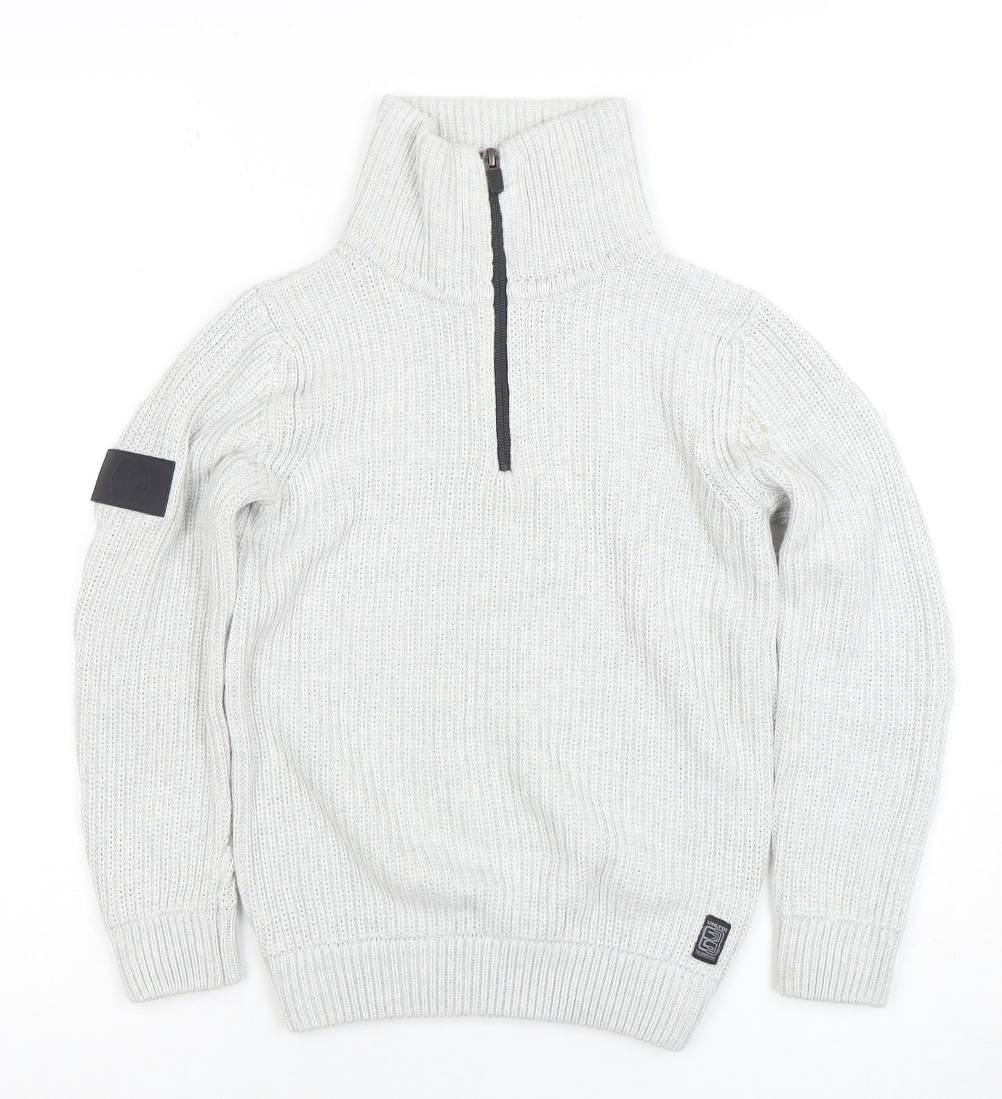 NEXT Boys Grey 9 Years 1/2 Zip Roll Neck Jumper Cotton Blend Knit