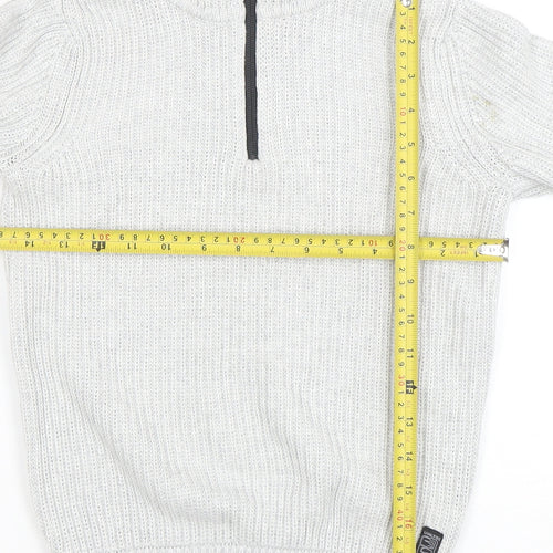 NEXT Boys Grey 9 Years 1/2 Zip Roll Neck Jumper Cotton Blend Knit