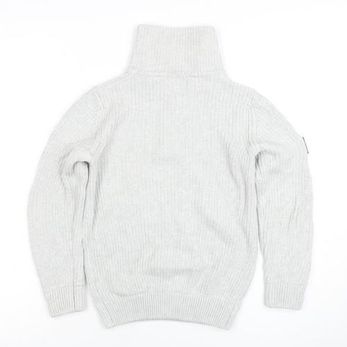 NEXT Boys Grey 9 Years 1/2 Zip Roll Neck Jumper Cotton Blend Knit
