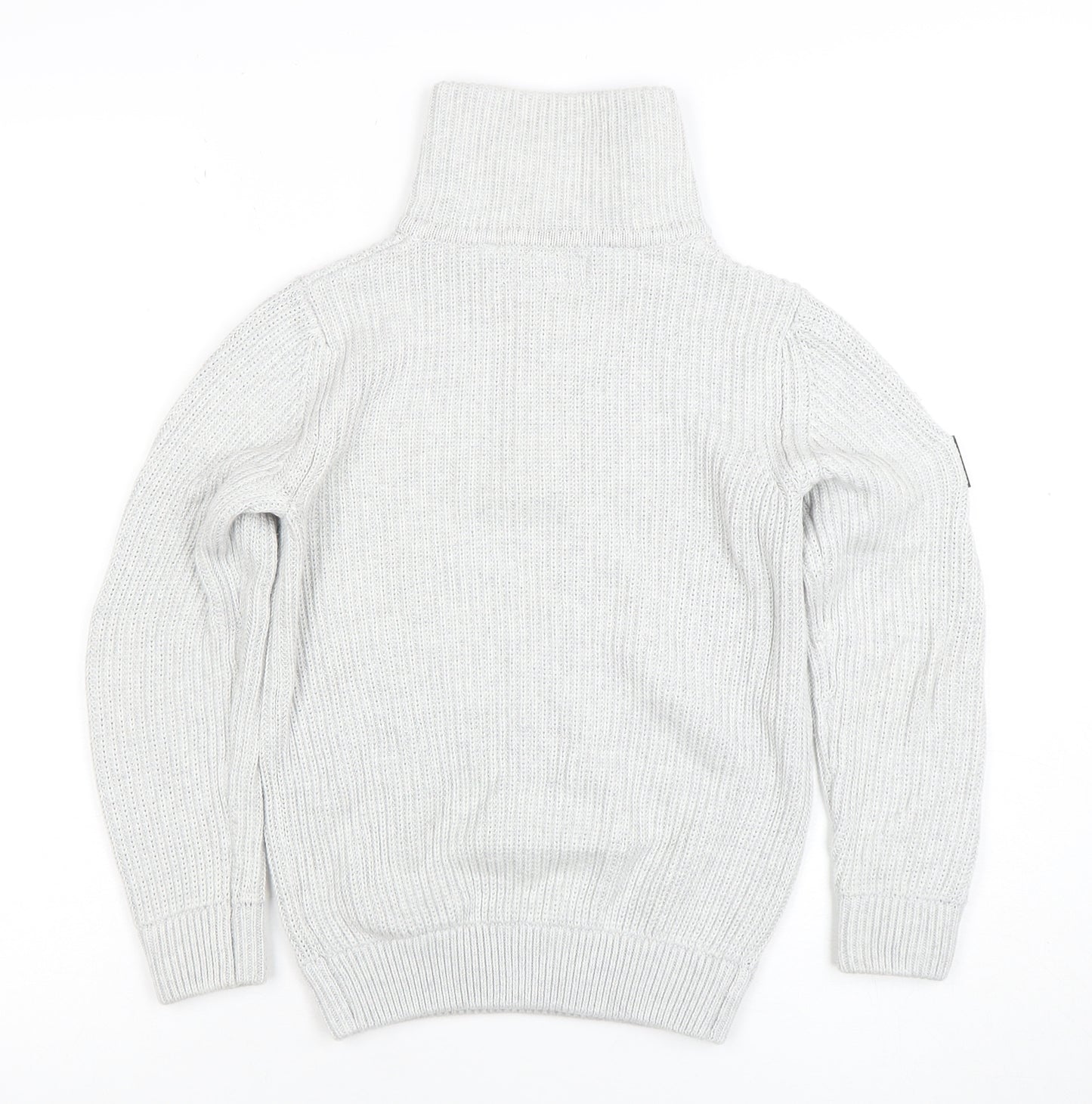 NEXT Boys Grey 9 Years 1/2 Zip Roll Neck Jumper Cotton Blend Knit