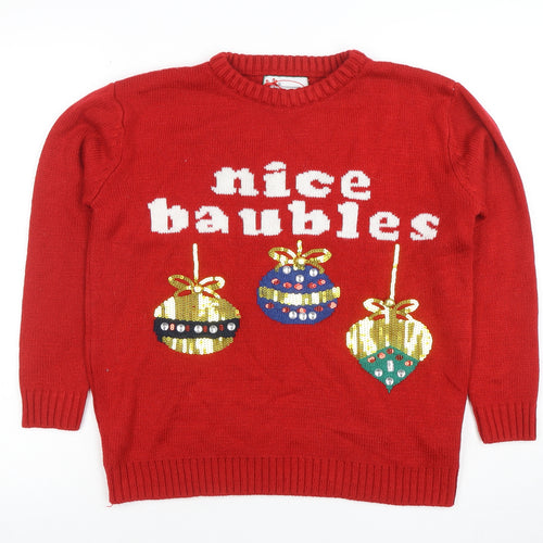 Atmosphere Women's Red Sequin Christmas Jumper Size S