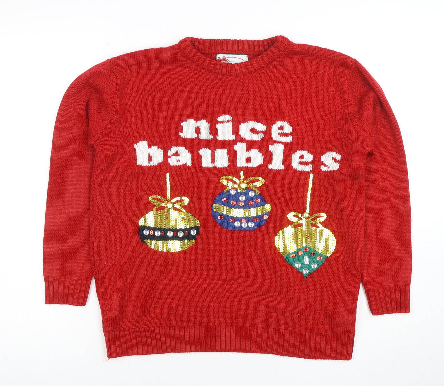 Atmosphere Women's Red Sequin Christmas Jumper Size S