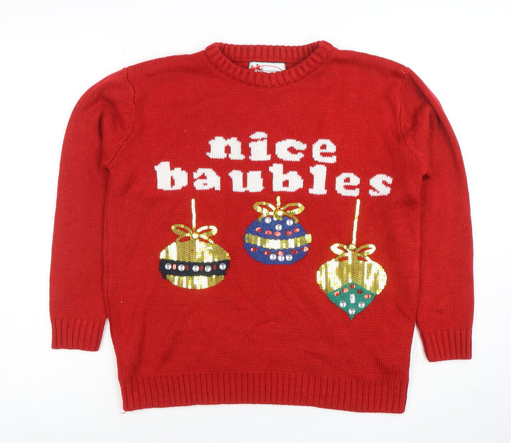 Atmosphere Women's Red Sequin Christmas Jumper Size S