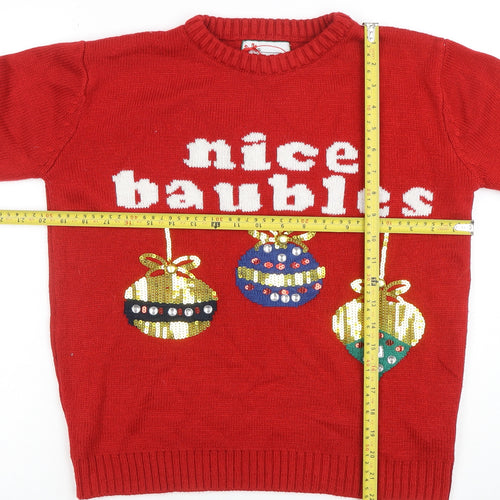 Atmosphere Women's Red Sequin Christmas Jumper Size S