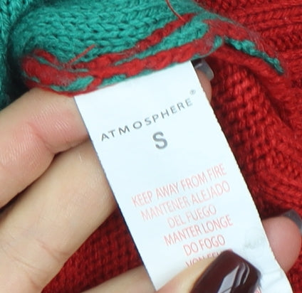 Atmosphere Women's Red Sequin Christmas Jumper Size S